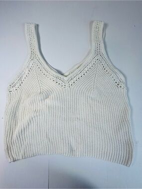 Abercrombie & Fitch Cream Crochet-Trim Knit Tank Top